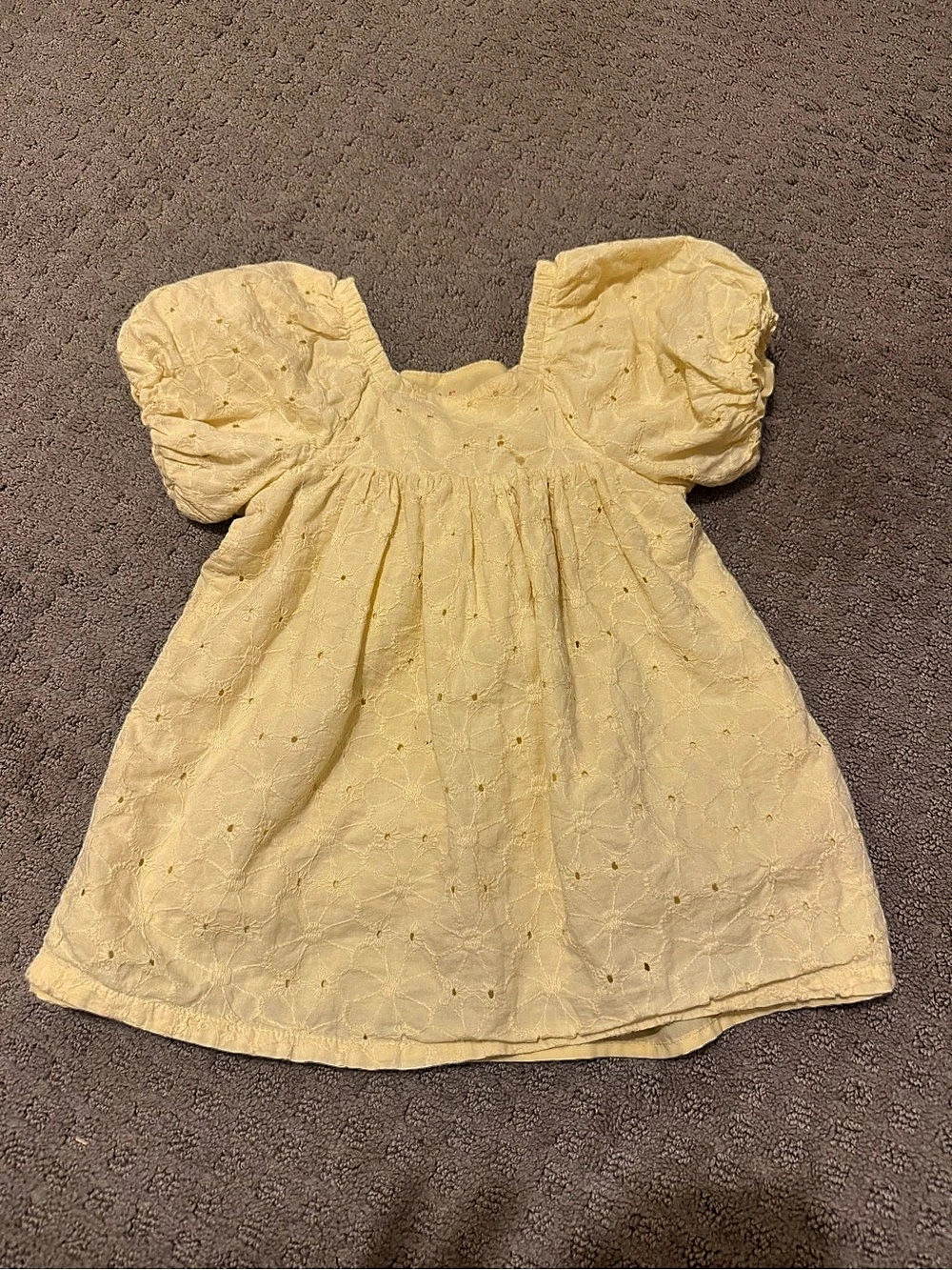 Cat & Jack Toddler Girls Eyelet Puff Sleeve Dress Yellow 2T